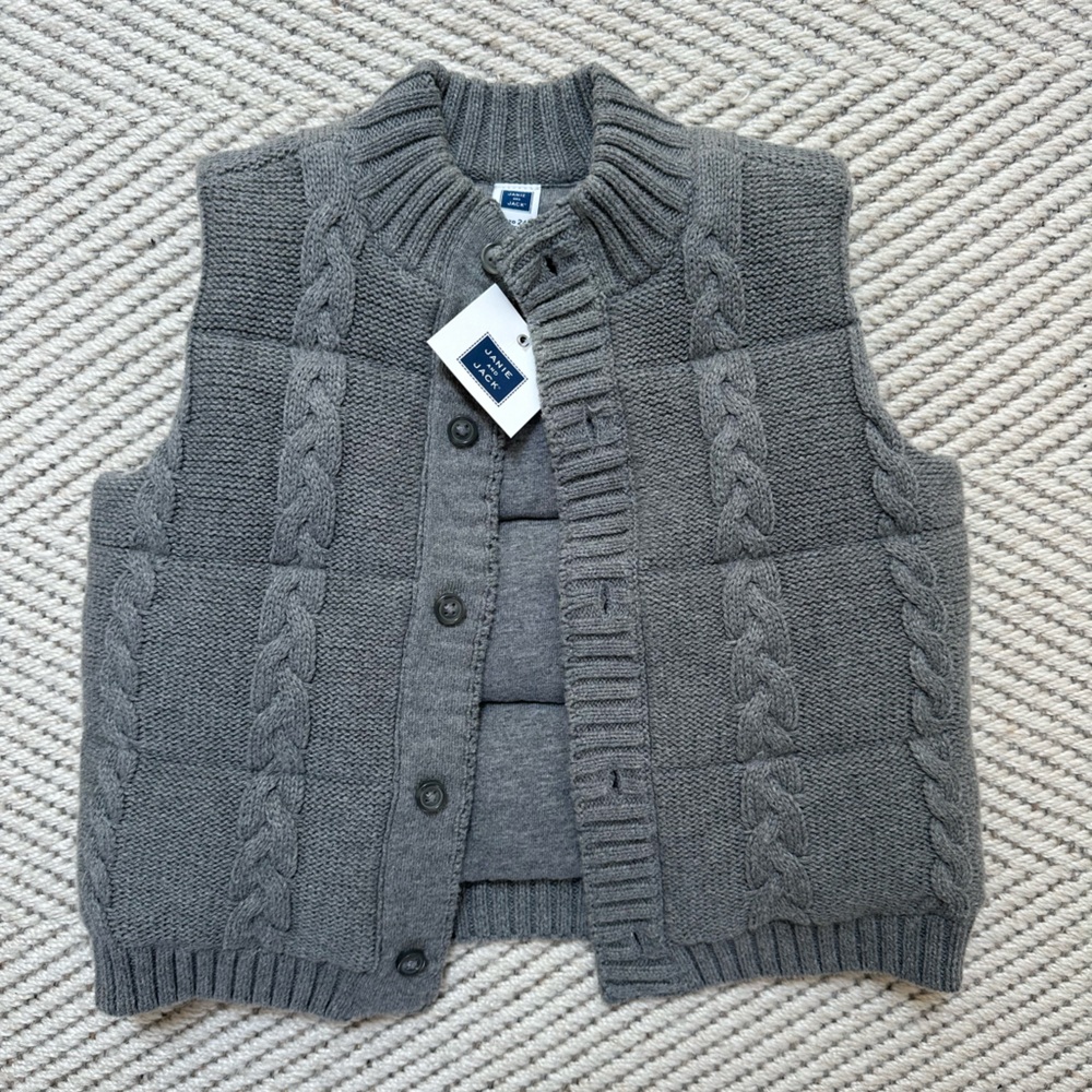 BRAND NEW Janie & Jack Cable-Knit Puffer Vest 18-24 months
